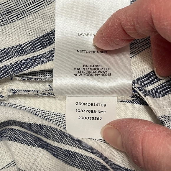 Jones New York Navy & Off-White Striped Linen-blend Shift Dress w/Pockets Sz. 16 - Picture 7 of 9